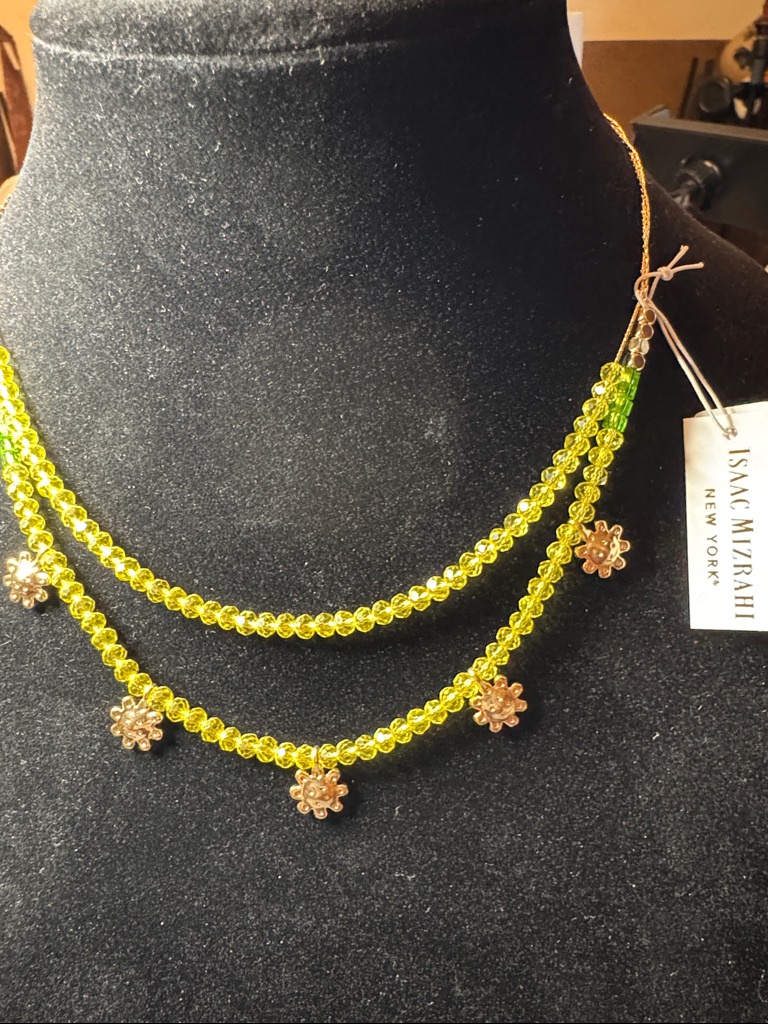 Isaac Mizrahi Neon Yellow Double-Strand Beaded Necklace With Flower Charms